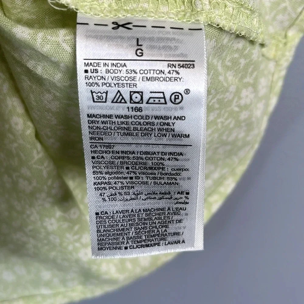 OLD NAVY NWT Lemon Lime Ditsy Floral Tank Top Ladder Lace Pleated Adj Strap L - Picture 11 of 13